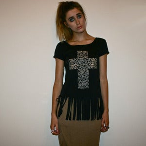 Image of Cross Print Tassel Tee