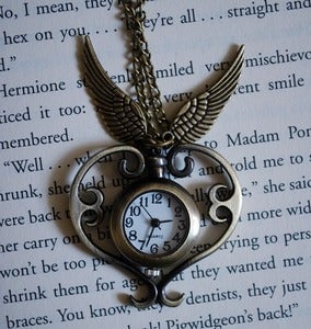 Image of Winged Spinning Heart Watch Necklace