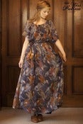 Image of 70's Inspired Drawstring Bohemian Dress (feather)