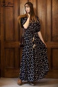 Image of 70's Inspired Drawstring Bohemian Dress (dots)