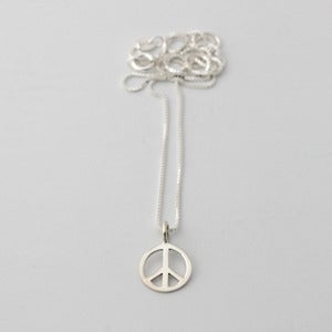 Image of Peace Mini Charm on Box Chain or Silk | Silver