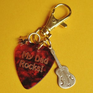 Image of My Dad Rocks Plectrum Keyring