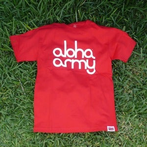 Image of ALOHA ARMY LOGO TEE RED / WHITE