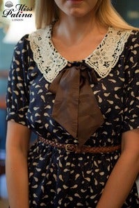 Image of Sugary Lace Collar Dress with Removable Bow (Birds & sweethearts)