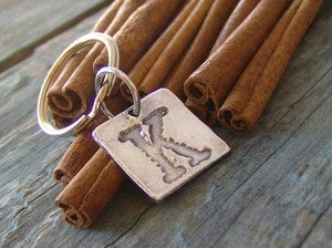 Image of Fine Silver initial Key Chain Capital letter