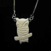 Image of White Bone China Owl Necklace