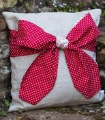 Image of Red Mini Polka Dot Bow Cushion