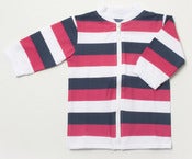 Image of Zip up rashie top in pink/navy stripe