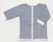 Image of zip up rashie top in navy stripe