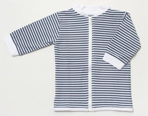 Image of zip up rashie top in navy stripe
