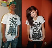 Image of Mens/Womens White SnapBackTrackZ Radio T-Shirt