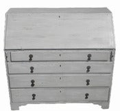 Image of Antique 18C Painted English Secretary Desk in French Gray ( Light Blue ) NR 