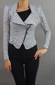 Image of Black and white striped motorcycle jacket