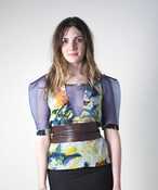 Image of Square Sleeve Top in Watercolour