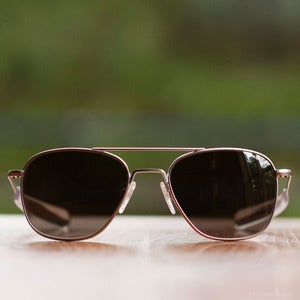 Image of Randolph Engineering Aviator Sunglasses - Matte Chrome Frame Gray Lens