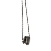 Image of oxidized silver sheep tooth on 28" oxidized silver rope chain (P27sil28) 