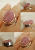 Image of Sugar rain - Silver ring with pink drusy agate