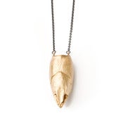 Image of brass crayfish torso on 28" silver cable chain (P34bra28)