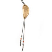 Image of brass heart shell on 22" cable chain w/ hanging branches & carnelian (P35bra22)