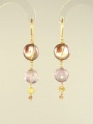 Image of Ametrine, Freshwater Coin Pearl, 14K Gold-Fill Earrings - One-of-a-Kind (F758)