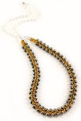 Image of short beaded plait necklace- mustard