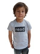 Image of read youth tee, grey/black