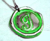 Image of NEON Green Wax Seal Pendant by Ritzy Misfit