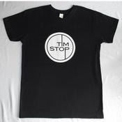 Image of Women's V-neck Tim Stop T-Shirt (white on black)