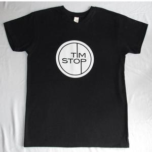 Image of Women's V-neck Tim Stop T-Shirt (white on black)