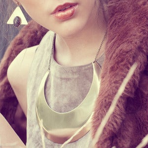Image of Cleopatra. Brass Crescent Collar