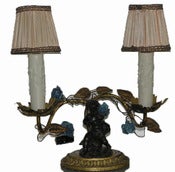Image of Antique French Bronze Nude Putti Table Chandelier Lamp 