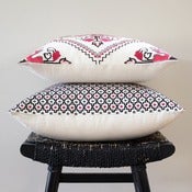 Image of Embroidered Cross Grid Linen Cushion Cover 50 x 50 cm (20 inch)