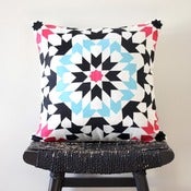 Image of Embroidered Mosaic Linen Cushion Cover 45 x 45 cm (18 inch)