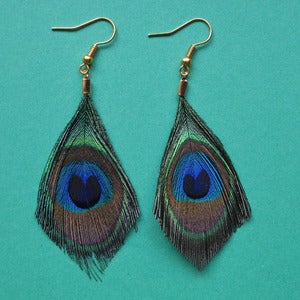 Image of Peacock feather earrings (various sizes)