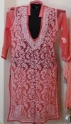 Image of Georgette Designer Kurti - Coral Pink