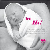 Image of "Hi!" birth announcement card