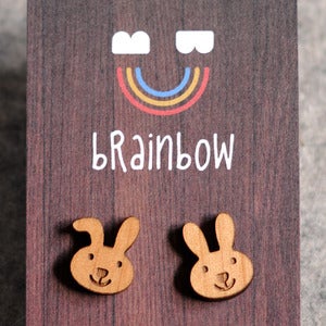Image of Wooden Rabbit Earring