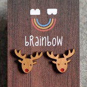 Image of Wooden Rudolph Earring