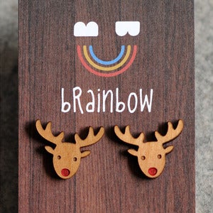 Image of Wooden Rudolph Earring