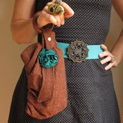 Image of Wristlet Burnt Sienna Tweed Bracelet Handbag
