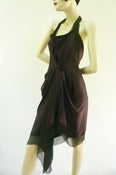Image of Magnificent Eggplant Silk Halter dress with Black chiffon Trim