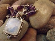 Image of Moonstone Goddess Pendant Necklace~ African Amethyst, Rainbow Moonstone Pendant