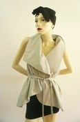 Image of Maria Severyna Bone Leather Vest with High Collar and waist tie