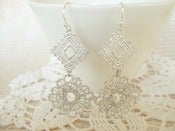 Image of Silver Double Diamond Lace Earrings  