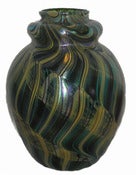 Image of Rare Signed Orient & Flume Iridescent Glass Vase Mint 