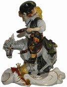 Image of Unusual Signed Capodimonte Porcelain Figure Sancho Panza on a Donkey 
