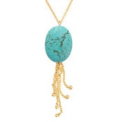 Image of Long Turquoise Necklace in Silver or Gold