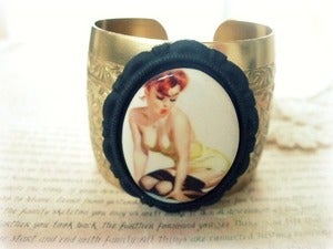 Image of Brass Pin Up Girl Cuff 