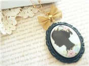 Image of Cameo 2 Long Necklace with Blue and Pink Flowers 