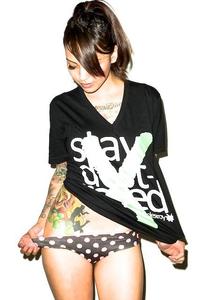 Image of Stay Destroyed -Black Unisex V-Neck x Levy Tran
